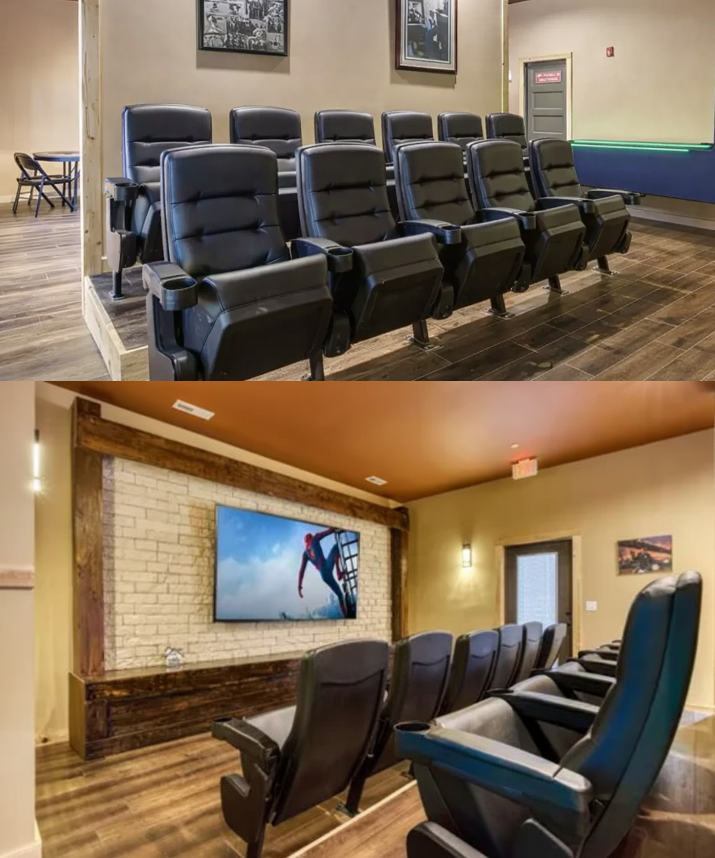 Movie room with large screen